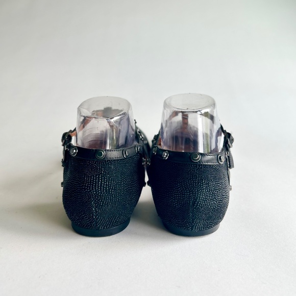 Halogen Black Fabric Leather Point Toe Ankle Strap Sandals size 8 - Picture 9 of 16